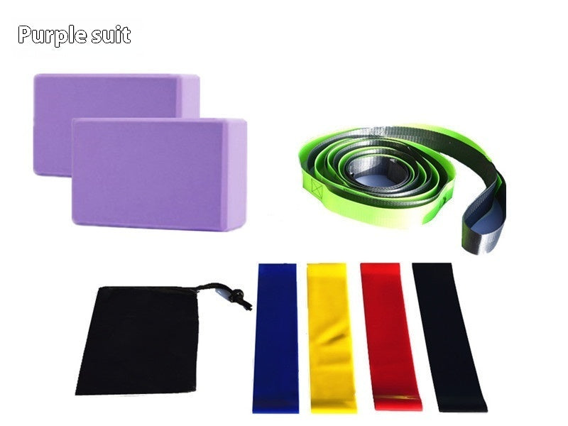 Yoga Block Eight-piece Set Stretch Belt Brick Latex Pull Strap Black Buggy Bag