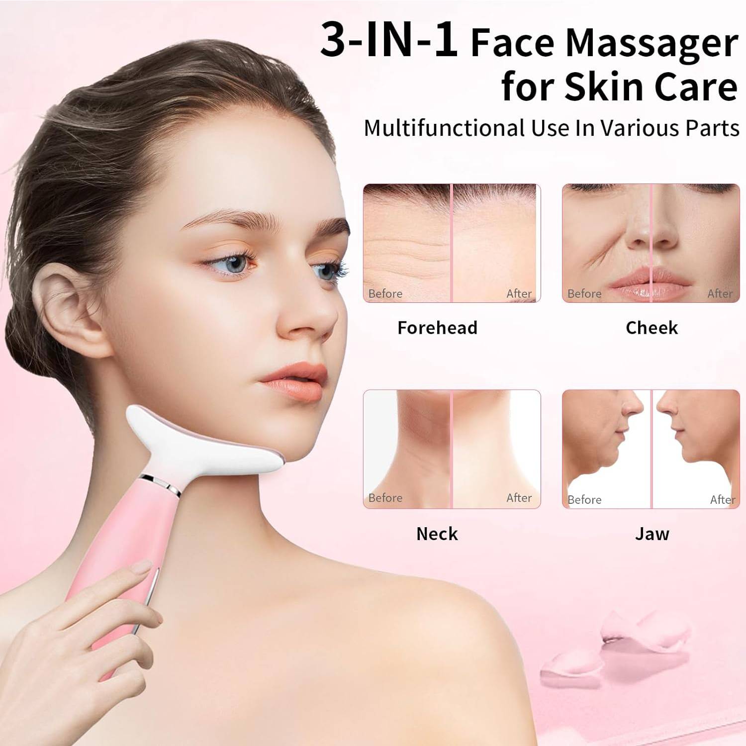 Skin Care Neck Face Massage Tool With Thermals, 3-in-1 Facial Massager