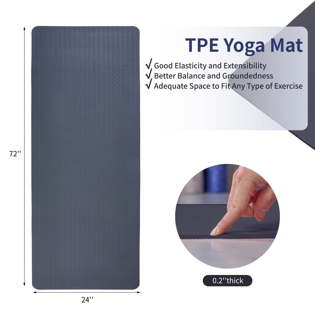 Yoga Mat, Exercise Yoga Mat With Non-Slip Design, Professional TPE Exericise Mat, 72 X 24 Multi-Purpose Workout Mat For Women, Pilates Fitness And Floor Exercises