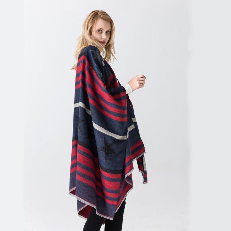 Cashmere Cape Split Shawl Air Conditioning Blanket