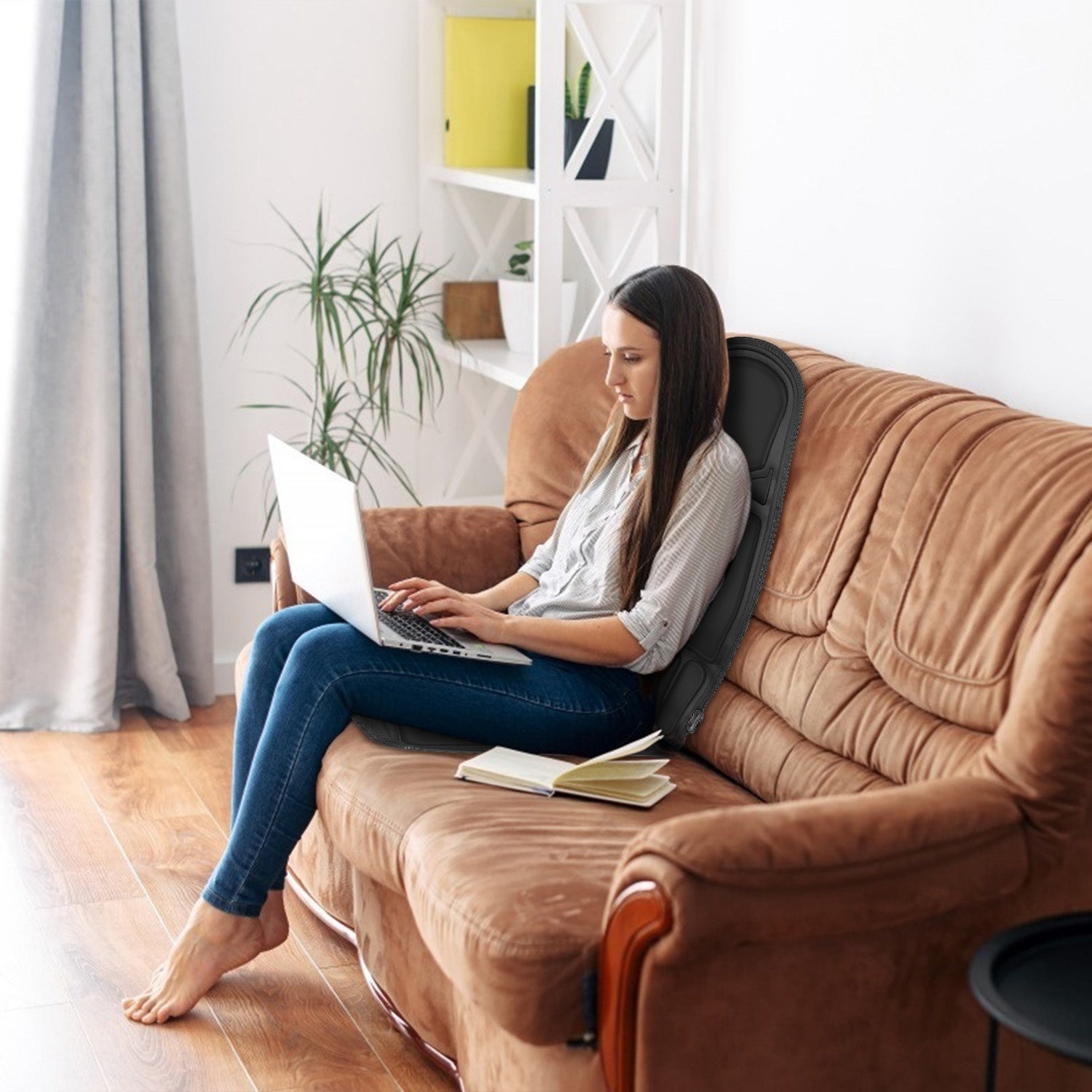 1Pc Back Massager Cushion Electric Massage Car Seat Cushion Chair Pad With Heating Function 8 Vibration Modes 3 Intensity Levels Fedex Shipping