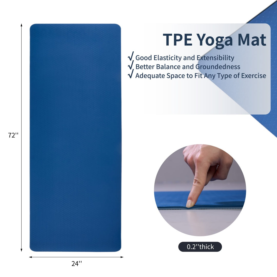 Yoga Mat, Exercise Yoga Mat With Non-Slip Design, Professional TPE Exericise Mat, 72X 24 Multi-Purpose Workout Mat For Women, Pilates Fitness And Floor Exercises
