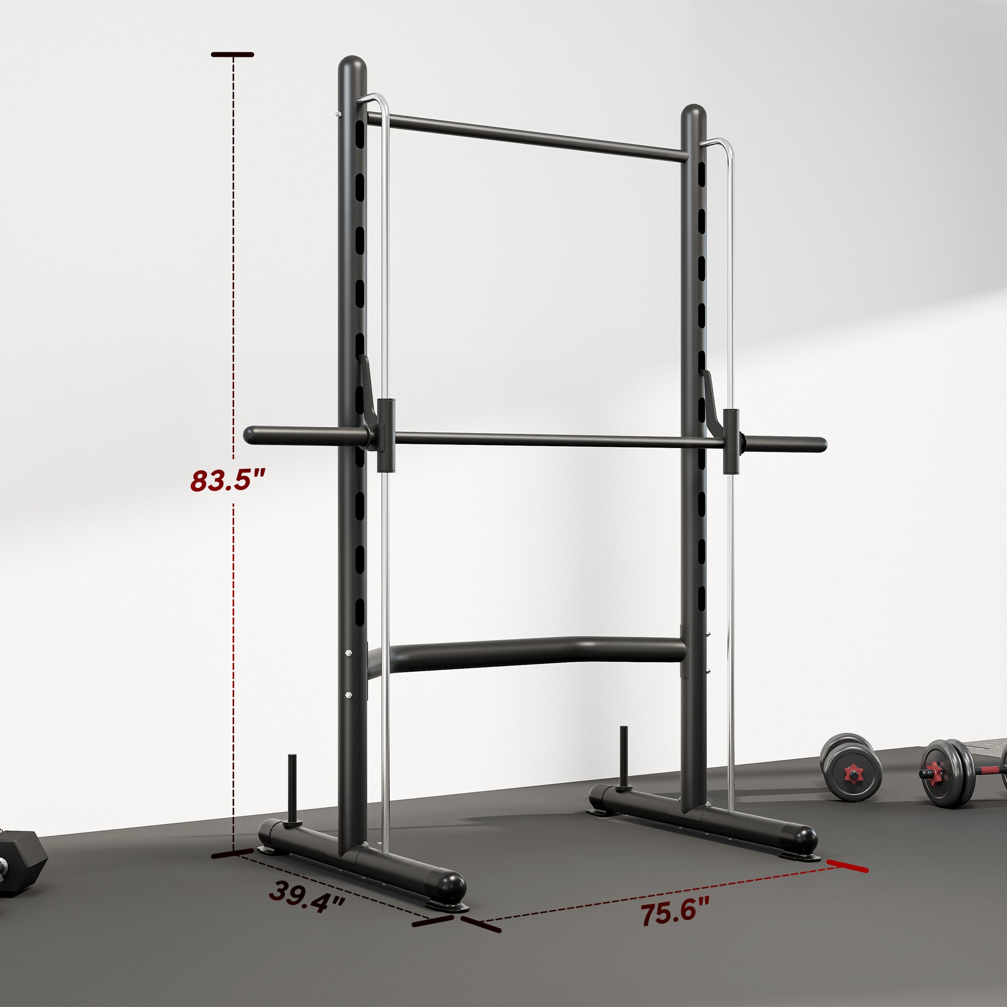 Squat Rack with Pull Up Bar and Barbell Bar Adjustable Bench Press Multi-Function Weight Lifting Half Rack Black