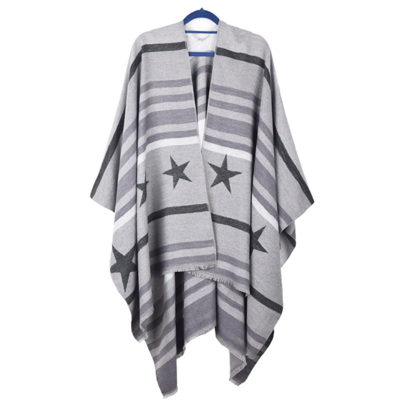 Cashmere Cape Split Shawl Air Conditioning Blanket