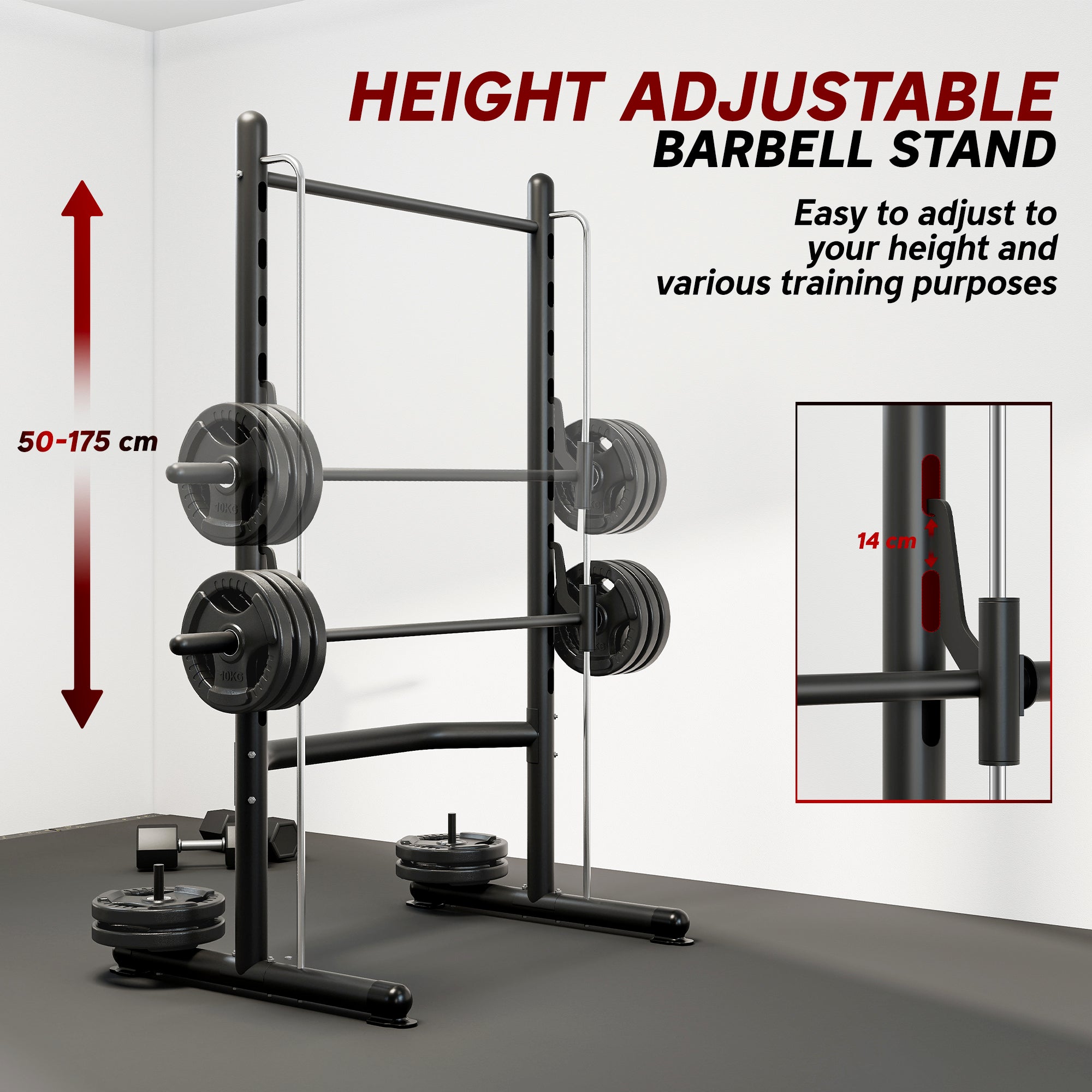 Squat Rack with Pull Up Bar and Barbell Bar Adjustable Bench Press Multi-Function Weight Lifting Half Rack Black