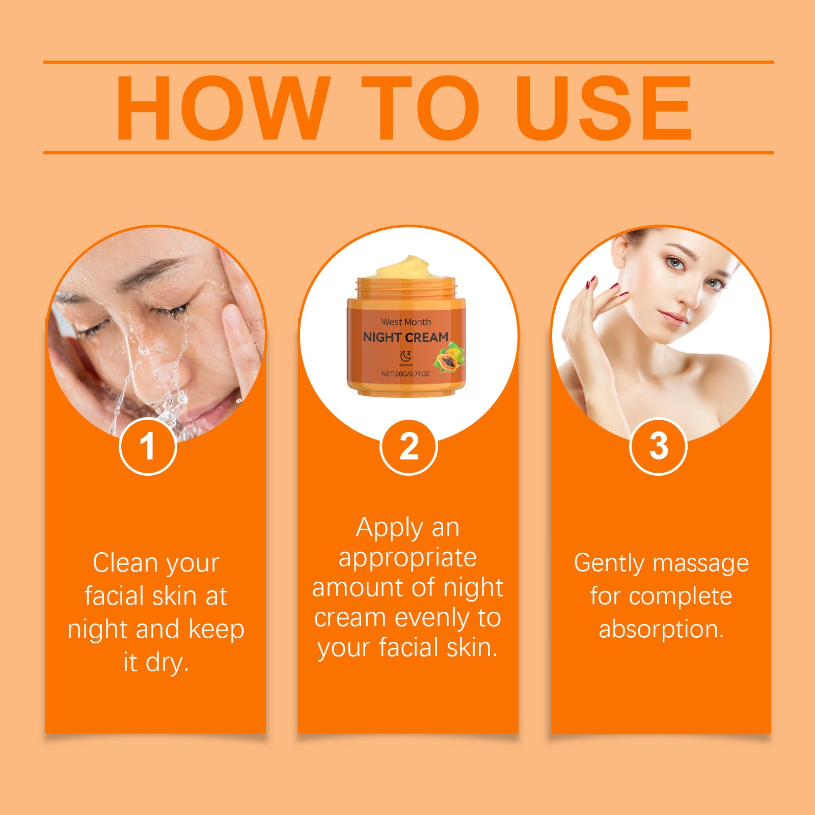 West&Month Papaya Facial Cream, Lightens And Improves Facial Hydration, Moisturizes, Brightens And Softens Skin