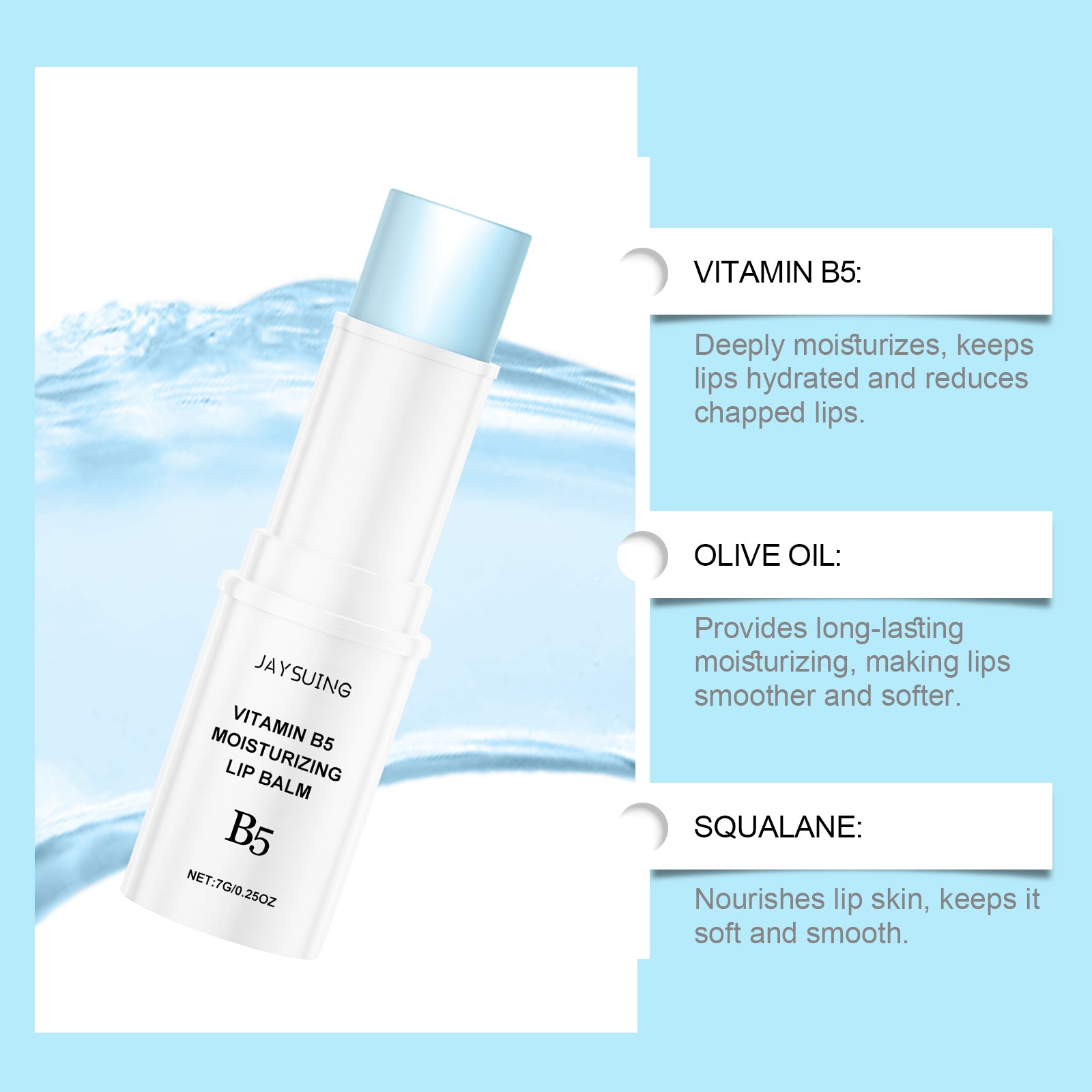 Jaysuing Vitamin B5 Moisturizing Lip Balm, Hydrates And Moisturizes Lips And Skin Against Dry And Cracked Lip Balm