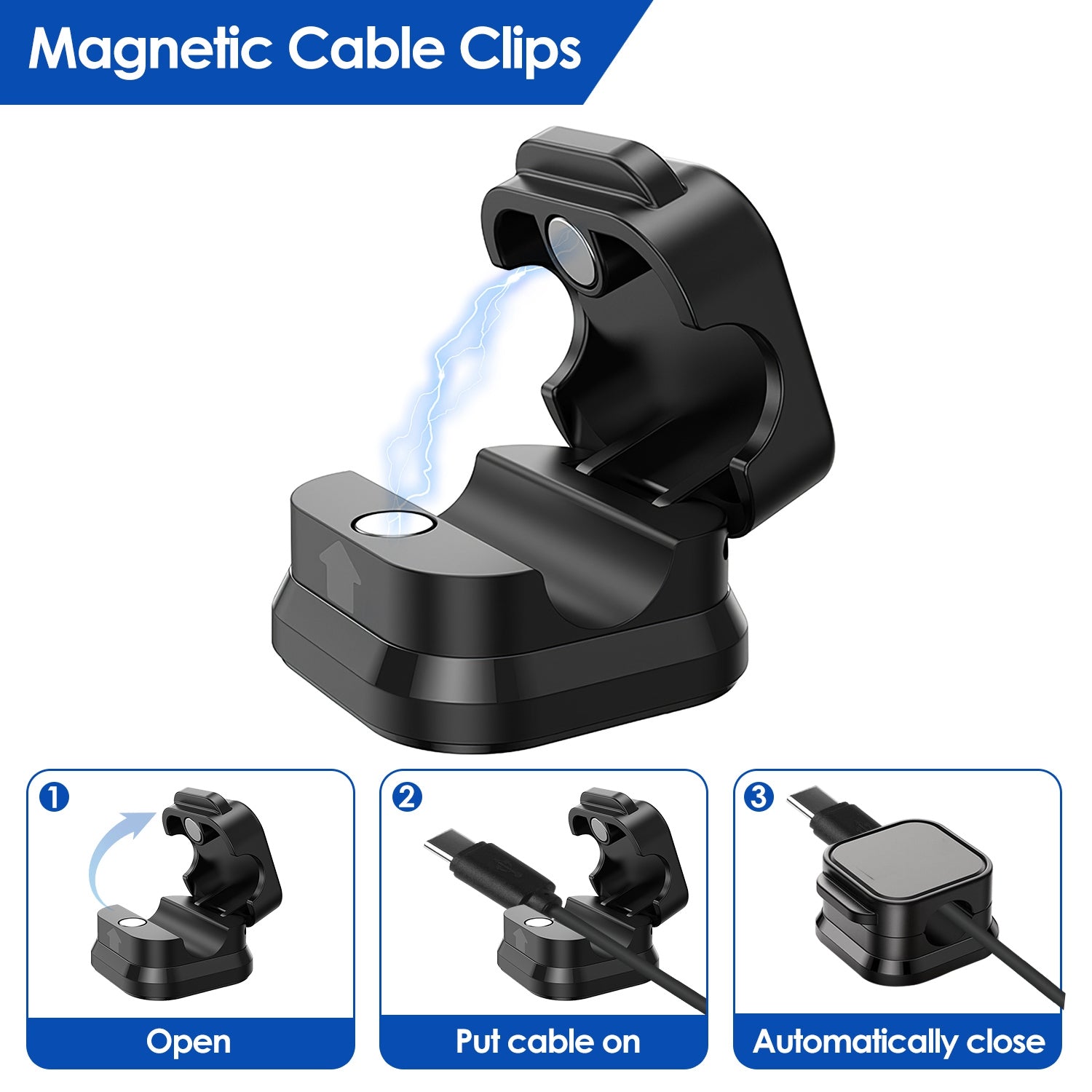 6 Pack Magnetic Cable Clips Magnetic Cord Organizer Adhesive Wire Holder for Home Office Car Desk Nightstand Wall