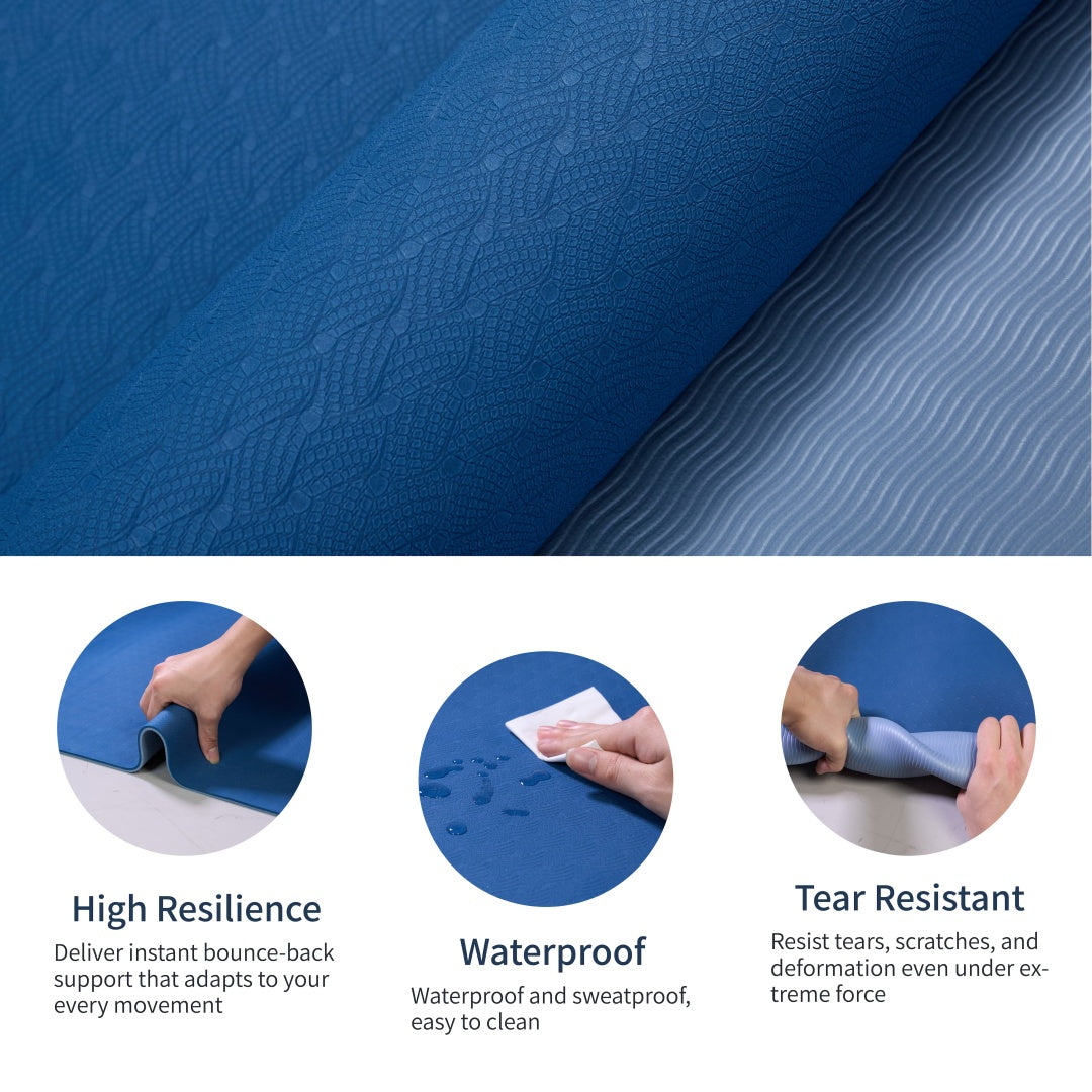 Yoga Mat, Exercise Yoga Mat With Non-Slip Design, Professional TPE Exericise Mat, 72X 24 Multi-Purpose Workout Mat For Women, Pilates Fitness And Floor Exercises