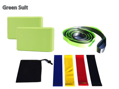 Yoga Block Eight-piece Set Stretch Belt Brick Latex Pull Strap Black Buggy Bag