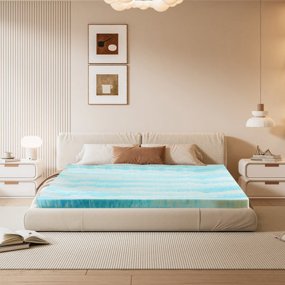 Memory Foam Mattress Topper With Cooling Gel, Pressure Relief &amp; Breathable Comfort Bed Topper