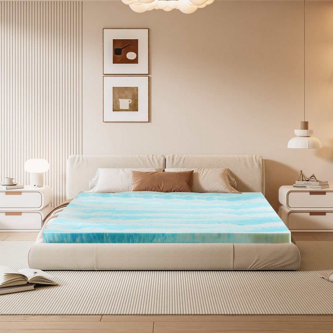 Memory Foam Mattress Topper With Cooling Gel, Pressure Relief &amp; Breathable Comfort Bed Topper