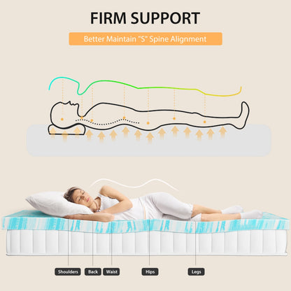 Memory Foam Mattress Topper With Cooling Gel, Pressure Relief &amp; Breathable Comfort Bed Topper