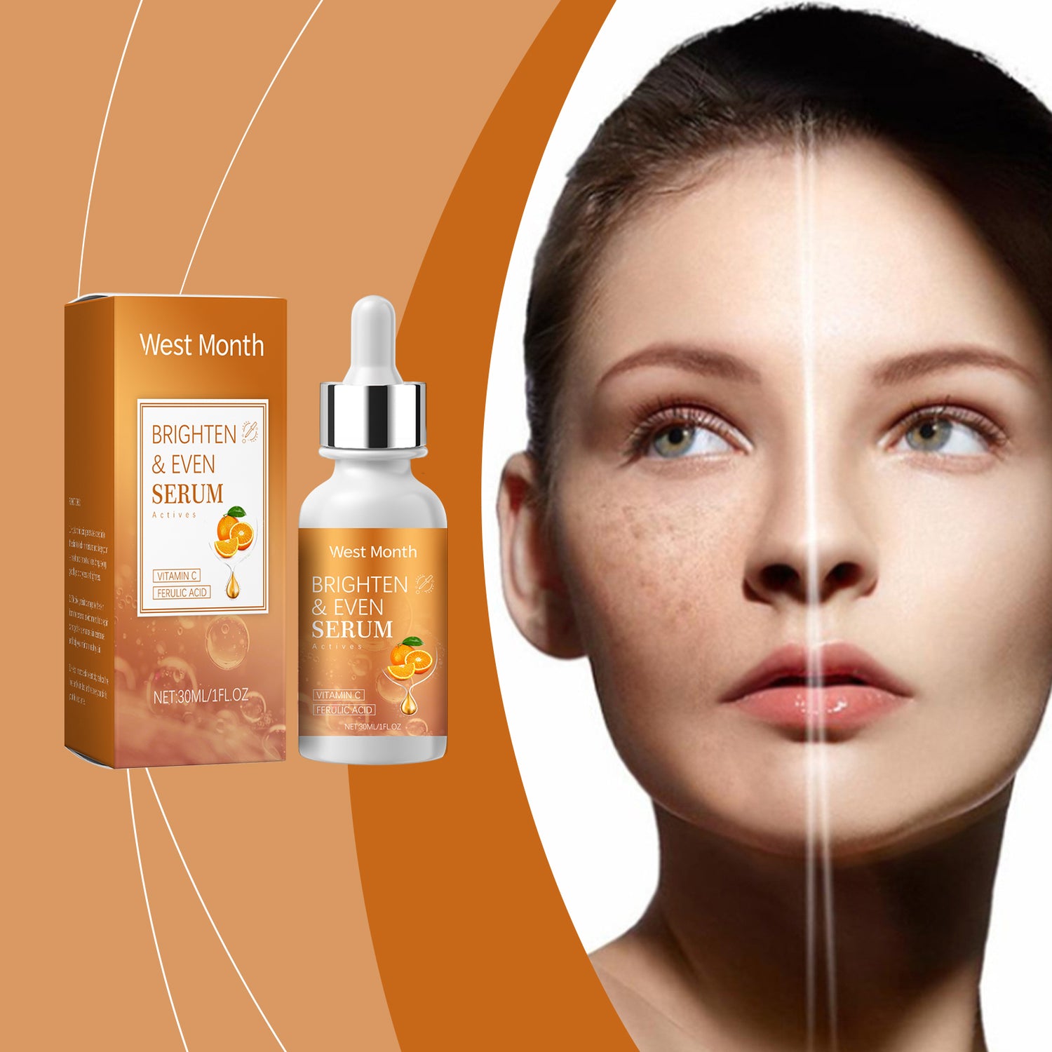 West&amp;Month Vitamin C Brightening Serum Nourishes And Moisturizes Dull And Clear Facial Skin