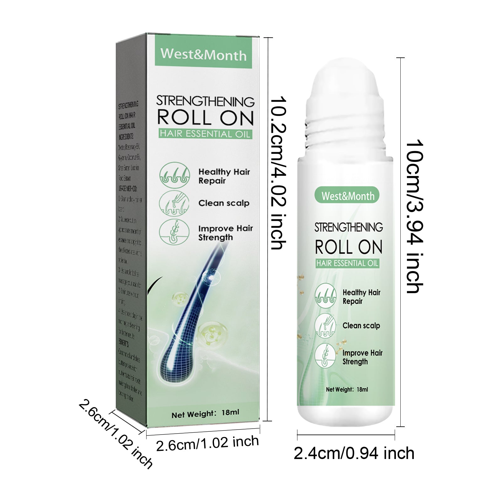 West&amp;Month Hair Roller Balls Scalp Massage Moisturizing Hair Roots Thickening Hair Hair Treatment Roller Balls Essential Oil