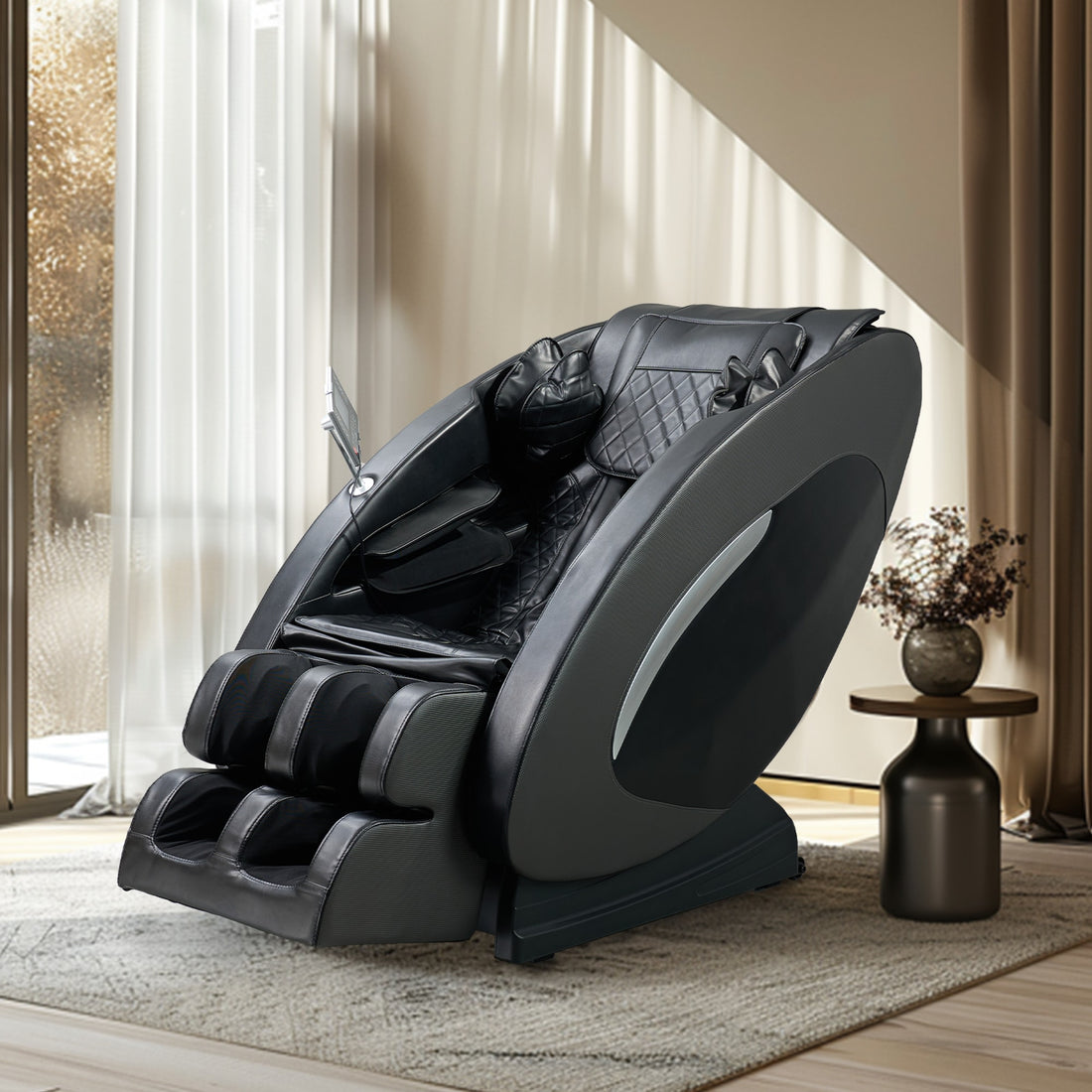 Massage Chairs Full Body Massage Recliner With Foot Roller,Airbag Massage SL Track, Zero Gravity, Bluetooth Speaker,Black