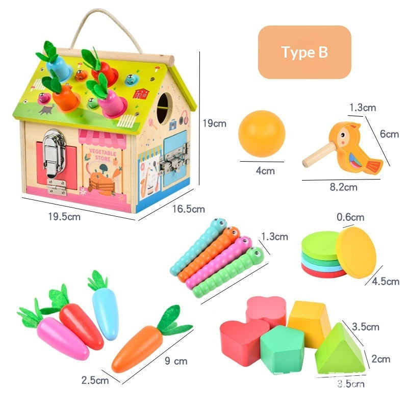 Wooden Montessori Busy Board Nut Toolbox Educational Toy For Kids