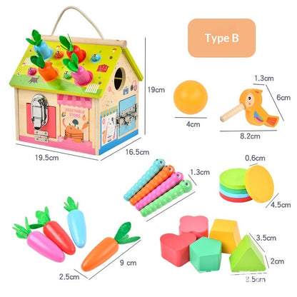 Wooden Montessori Busy Board Nut Toolbox Educational Toy For Kids