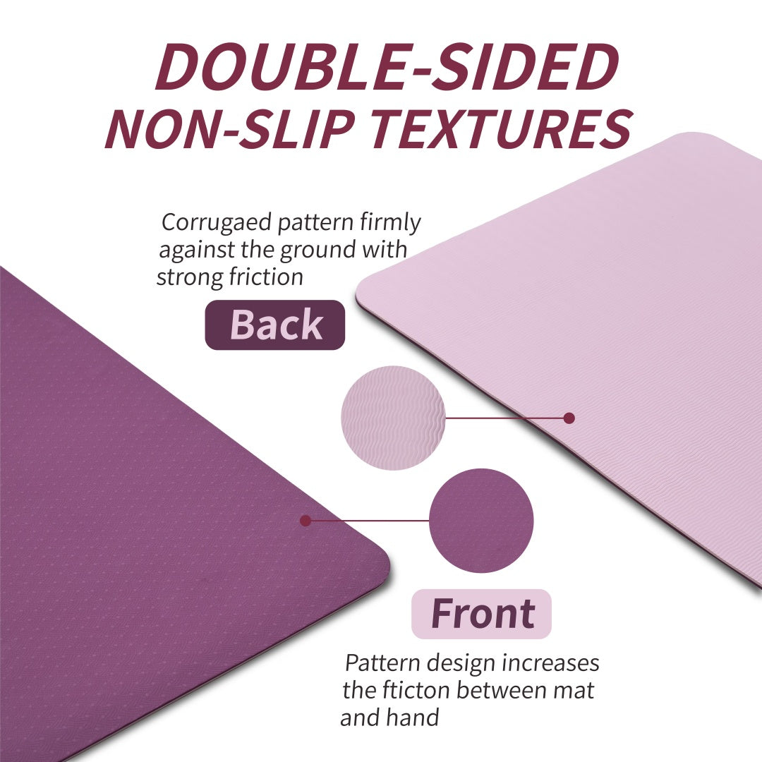 Yoga Mat, Exercise Yoga Mat With Non-Slip Design, Professional TPE Exericise Mat, 72X 24 Multi-Purpose Workout Mat For Women, Pilates Fitness And Floor Exercises