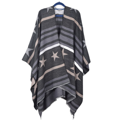 Cashmere Cape Split Shawl Air Conditioning Blanket