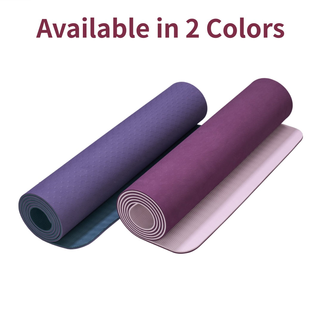 Yoga Mat, Exercise Yoga Mat With Non-Slip Design, Professional TPE Exericise Mat, 72X 24 Multi-Purpose Workout Mat For Women, Pilates Fitness And Floor Exercises