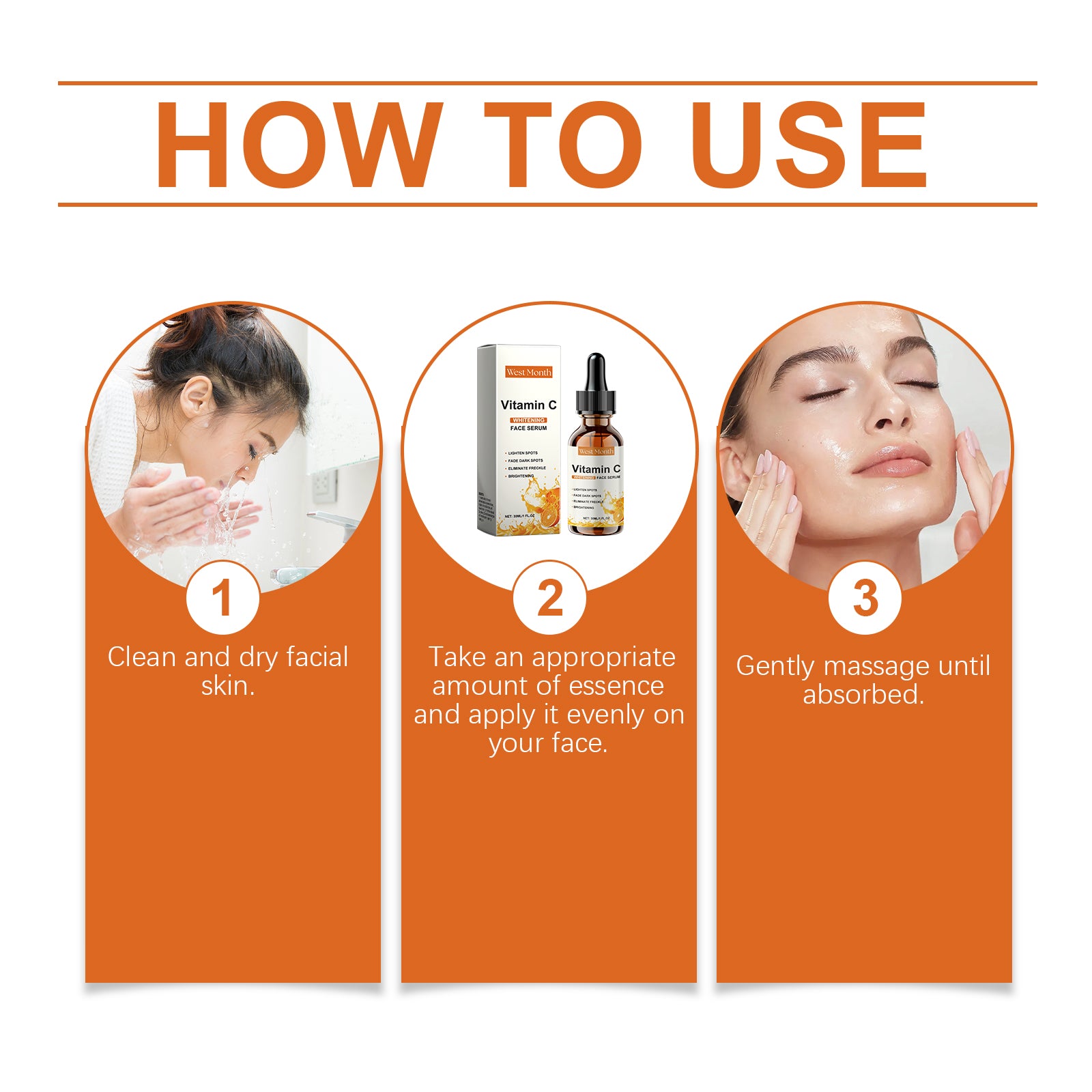 West&amp;Month Vitamin C Face Serum, Moisturizing, Hydrating, Brightening, Tender And Smooth Skin Essence