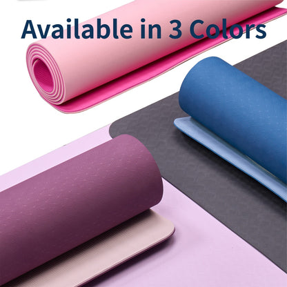 Yoga Mat, Exercise Yoga Mat With Non-Slip Design, Professional TPE Exericise Mat, 72X 24 Multi-Purpose Workout Mat For Women, Pilates Fitness And Floor Exercises