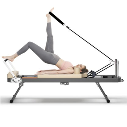 Pilates Reformer Machine For Home Gym Workout, Foldable Pilates Equipment With High Strength Alloy Springs For Beginners, Up To 330lbs