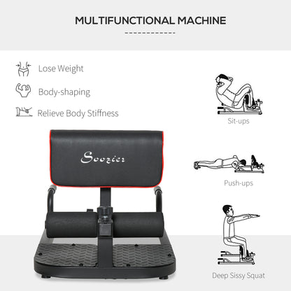 3 in 1 Padded Push Up Sit Up Squat Machine Home Gym Fitness Equipment, Black