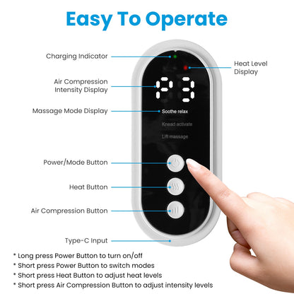 1Pc Cordless Leg Massager Air Compression Massager With Heat Thigh Knee Calf Massager With 3 Modes Adjustable Wrap For Pain Relief