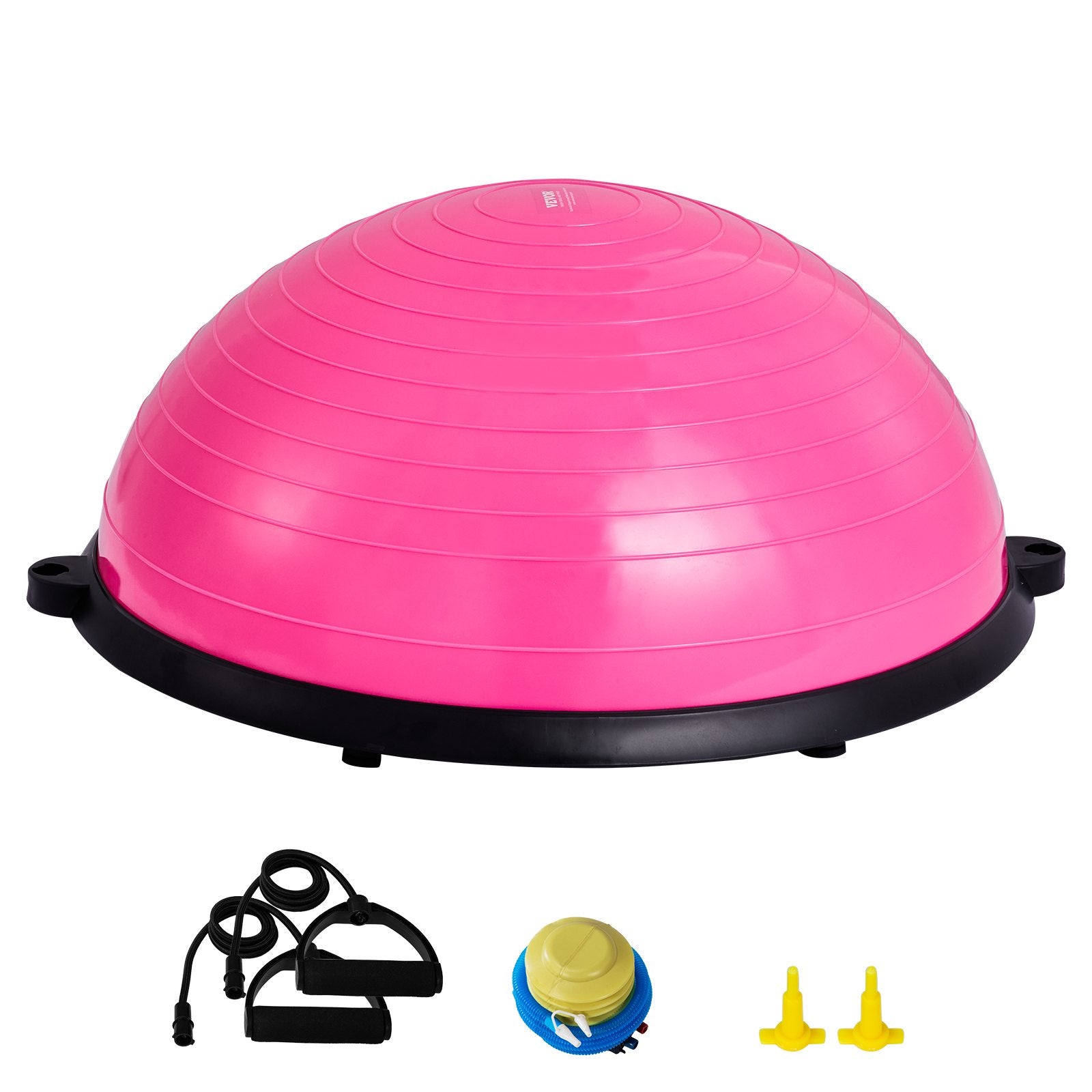VEVOR Half Exercise Ball Trainer, 23 Inch Balance Ball Trainer, 660lbs Capacity Stability Ball, Yoga Ball With Resistance Bands &amp; Foot Pump, Strength Fitness Ball For Home Gym, Full Body Workout,