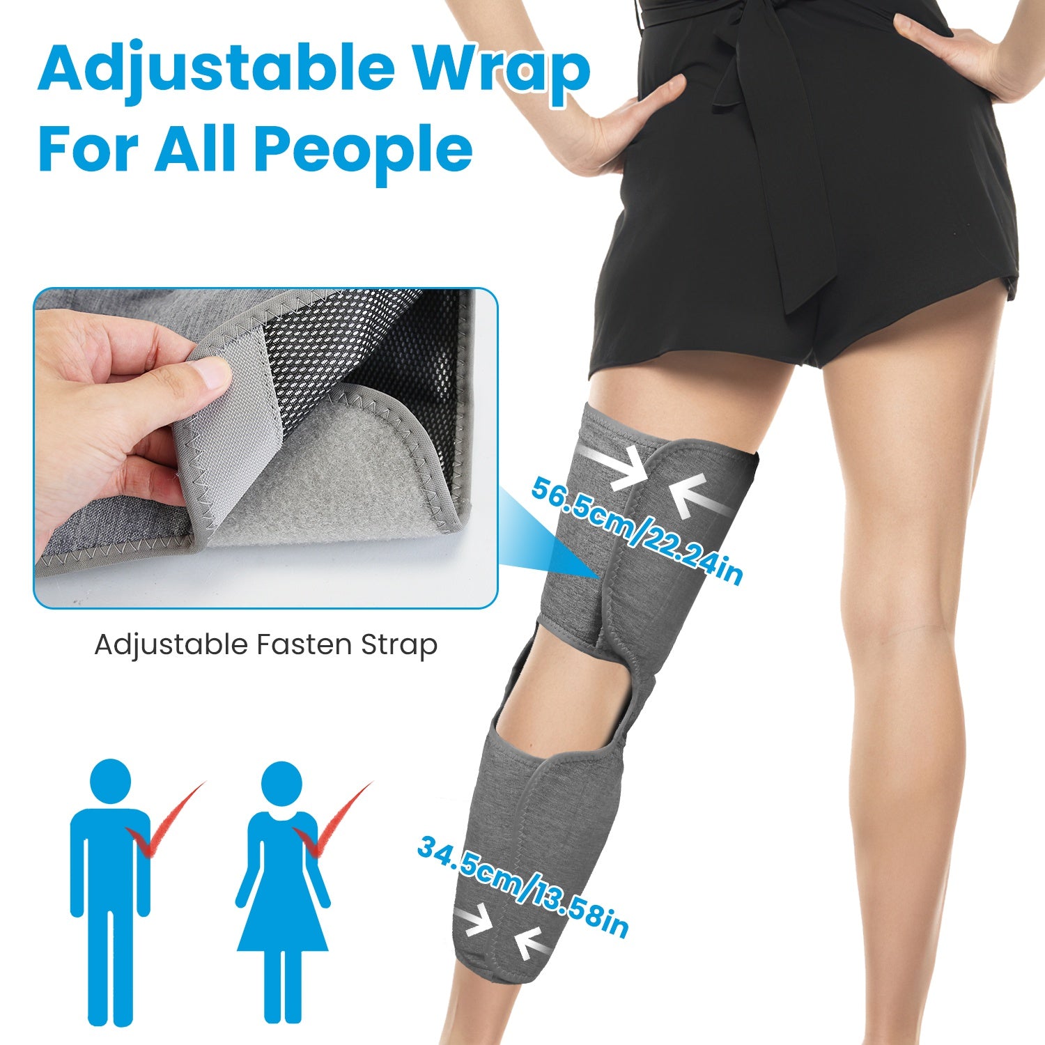 1Pc Cordless Leg Massager Air Compression Massager With Heat Thigh Knee Calf Massager With 3 Modes Adjustable Wrap For Pain Relief