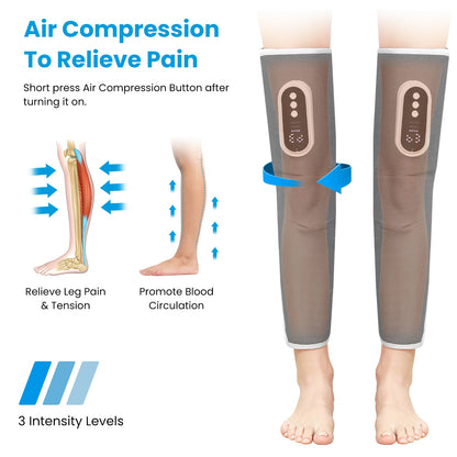 1Pc Cordless Leg Massager Air Compression Massager With Heat Thigh Knee Calf Massager With 3 Modes Adjustable Wrap For Pain Relief