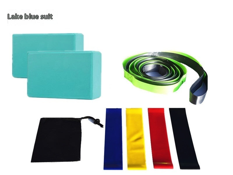 Yoga Block Eight-piece Set Stretch Belt Brick Latex Pull Strap Black Buggy Bag