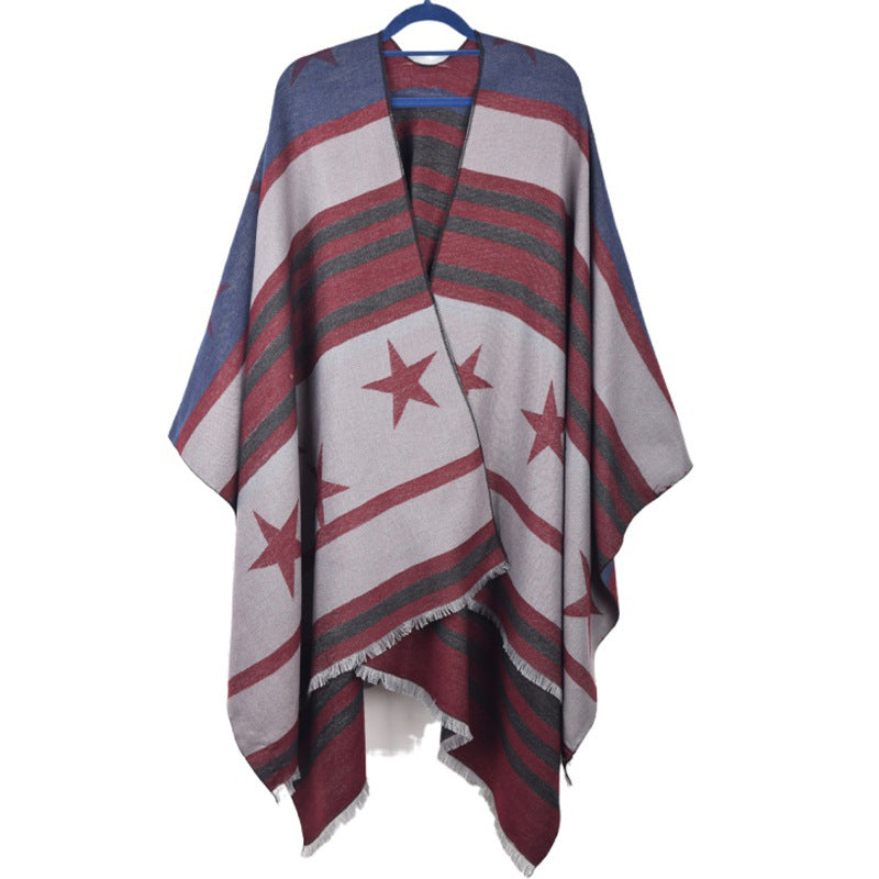 Cashmere Cape Split Shawl Air Conditioning Blanket