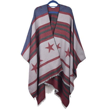 Cashmere Cape Split Shawl Air Conditioning Blanket