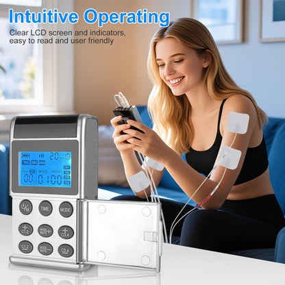 1Pc 4 Channel TENS Unit Muscle Stimulator Rechargeable Digital TENS Muscle Massager With 48 Modes 20 Intensity Levels 8 Pads Timer For Valentines Gift
