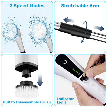Cordless Electric Spin Scrubber – Powerful Bathroom &amp; Tile Cleaning Brush with 8 Heads