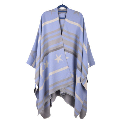 Cashmere Cape Split Shawl Air Conditioning Blanket