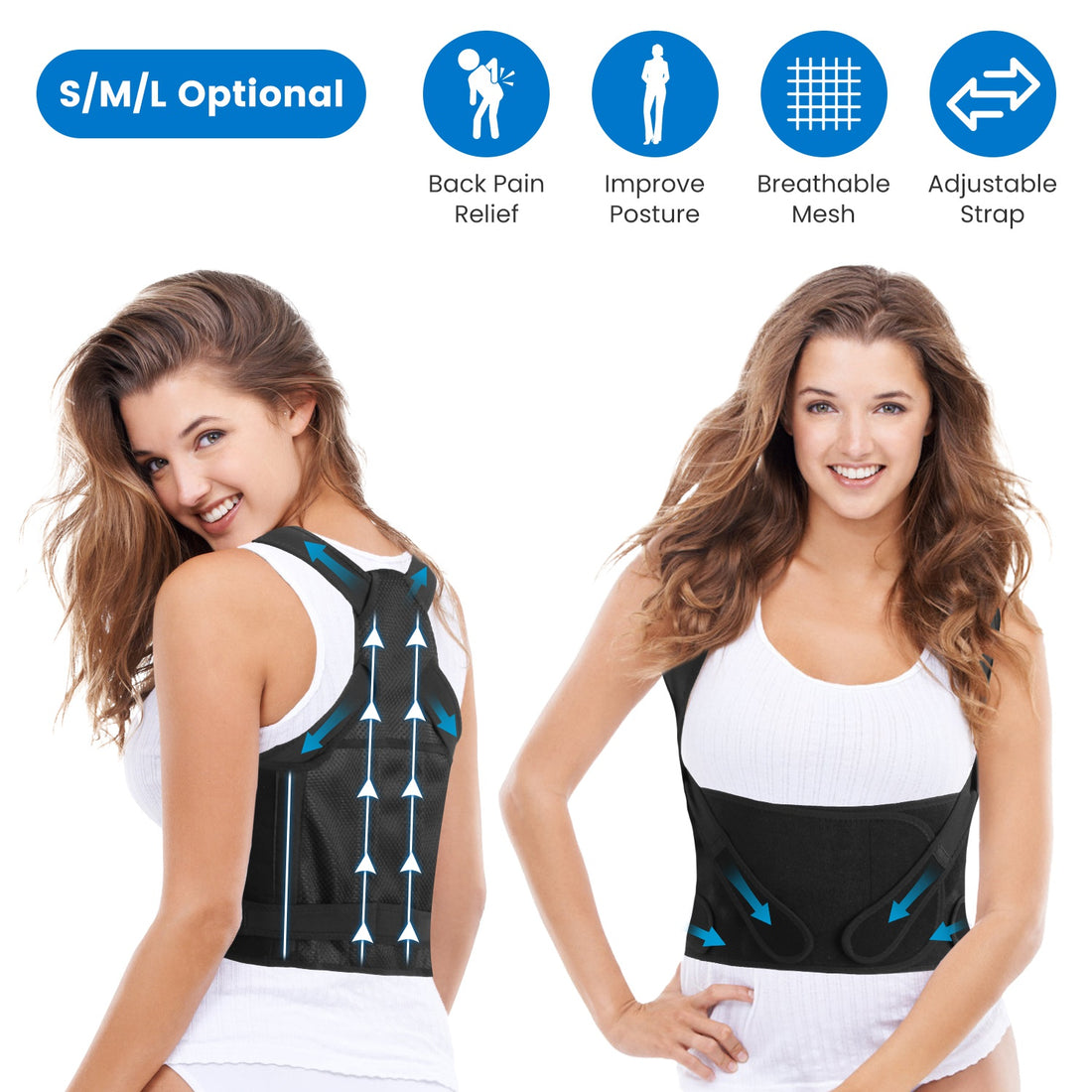 3 Size Options Posture Corrector For Women Men Adjustable Back Brace Posture Trainer Improve Hunchback Slouching Kyphosis Correction Invisible Under Clothes Upper Back Straightener Pain Relief