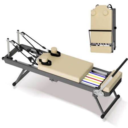 Pilates Reformer Machine For Home Gym Workout, Foldable Pilates Equipment With High Strength Alloy Springs For Beginners, Up To 330lbs