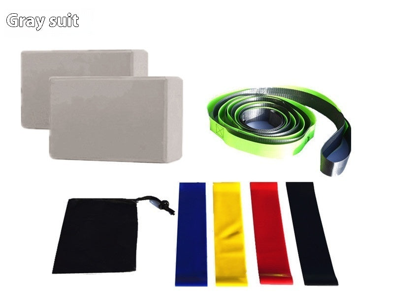 Yoga Block Eight-piece Set Stretch Belt Brick Latex Pull Strap Black Buggy Bag