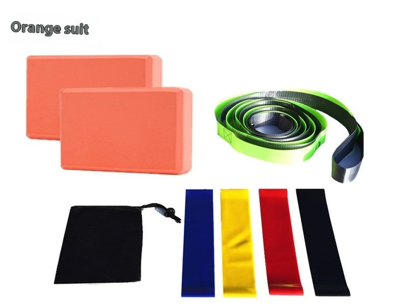 Yoga Block Eight-piece Set Stretch Belt Brick Latex Pull Strap Black Buggy Bag