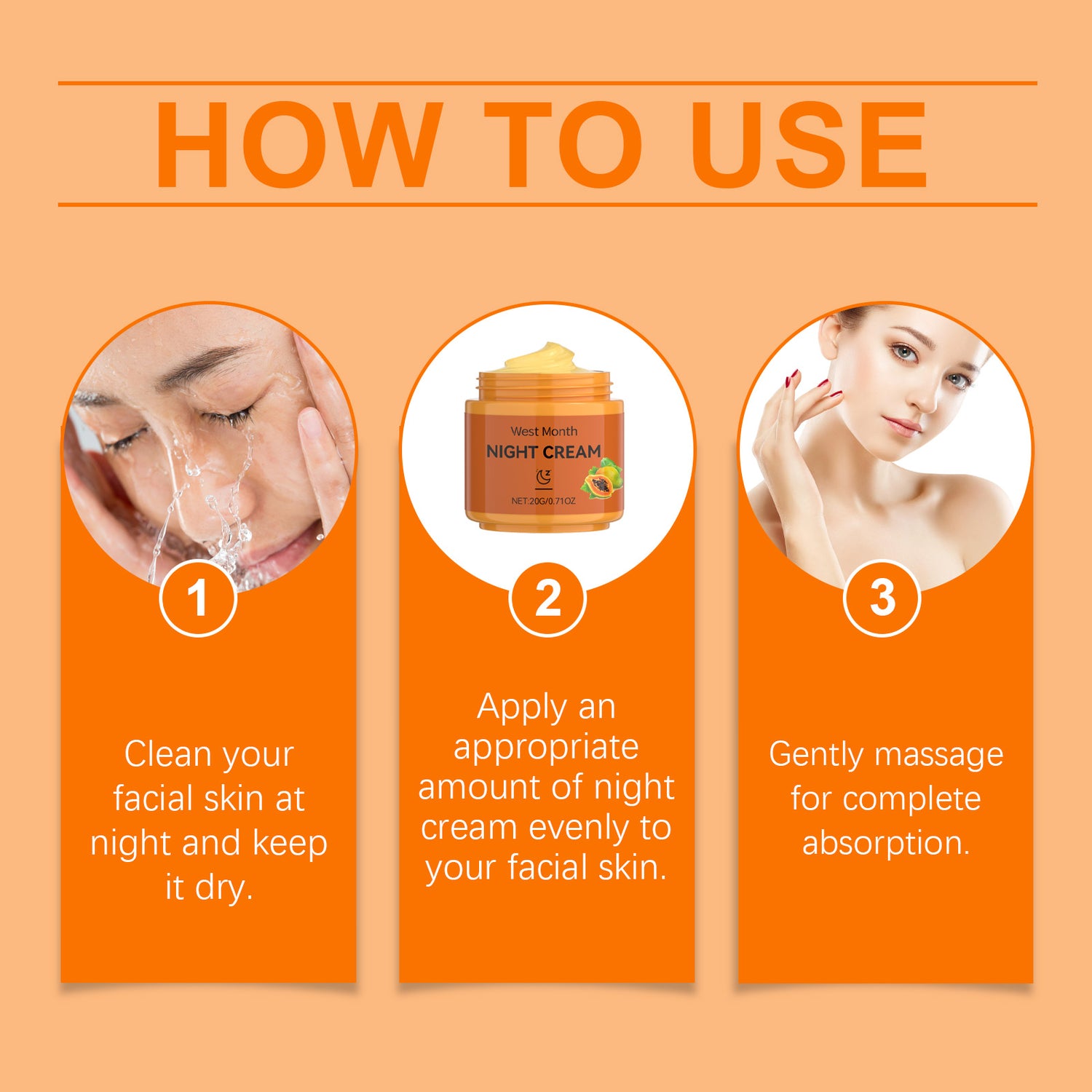 West&amp;Month Papaya Facial Cream, Lightens And Improves Facial Hydration, Moisturizes, Brightens And Softens Skin